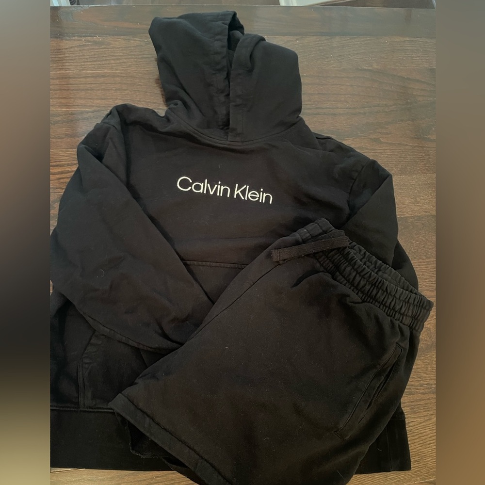 Calvin Klein Kids Black Hoodie and Shorts Set